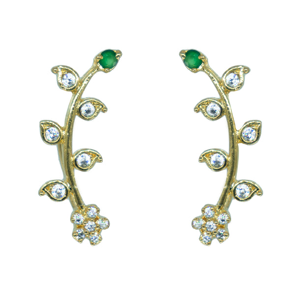 Green Leaf Vine Ear Cuff / Bluetooth Earring – Gold Plated 925 Sterling Silver