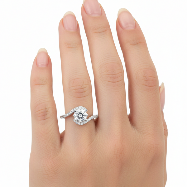 Diamond ring with a white background