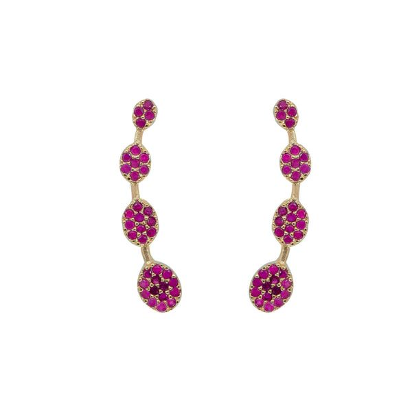 Pink Oval Cluster Ear Cuff / Bluetooth Earring – Gold Plated 925 Sterling Silver