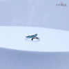 925 Sterling Silver Adjustable Toe Ring – Blue Enamel Feather Leaf Design with Sparkling Stones