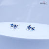 925 Sterling Silver Adjustable Toe Ring – Blue Enamel Triple Flower Design with Sparkling Stones