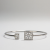 925 Sterling Silver Dual Square CZ Open Bangle Bracelet