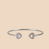 925 Sterling Silver Open Heart CZ Bangle Bracelet