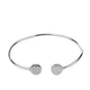 925 Sterling Silver Dual Round Halo CZ Open Bangle Bracelet