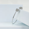 925 Sterling Silver Butterfly CZ Open Bangle Bracelet