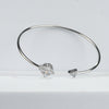 925 Sterling Silver Compass & Arrow CZ Open Bangle Bracelet
