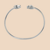 925 Sterling Silver Open Heart CZ Bangle Bracelet