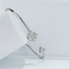 925 Sterling Silver Compass & Arrow CZ Open Bangle Bracelet