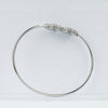 925 Sterling Silver Twin Starburst CZ Open Bangle Bracelet