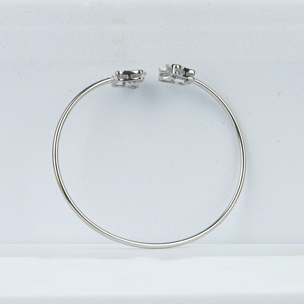 925 Sterling Silver Butterfly CZ Open Bangle Bracelet