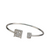 925 Sterling Silver Dual Square CZ Open Bangle Bracelet