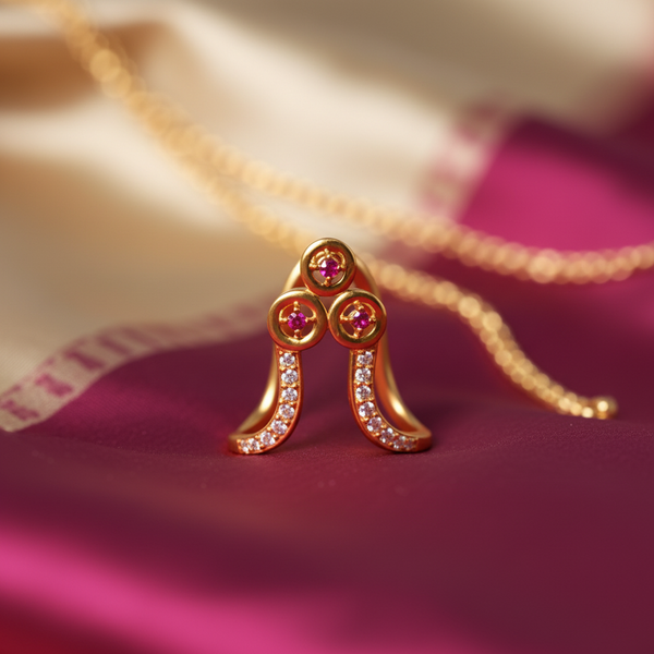 925 Silver Gold-Plated Triple Stone Vanki Ring for Women | Pink CZ Traditional Adjustable Ring