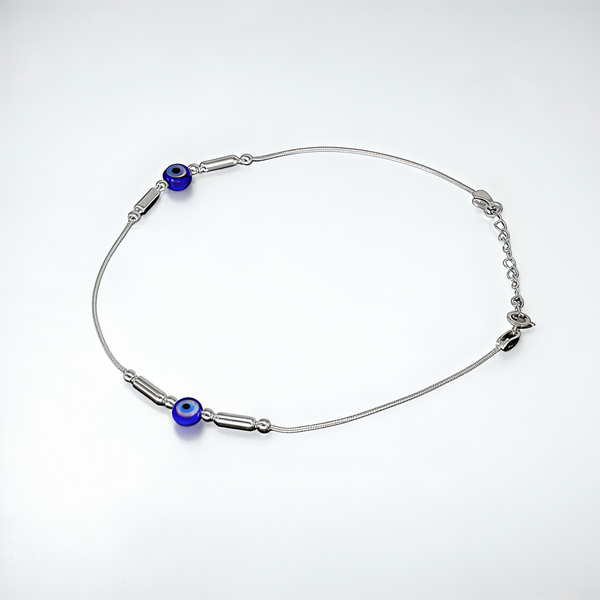 925 Sterling Silver Dual Evil Eye Anklet Pair for Women | 925 Sterling Silver Payal