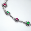 925 Sterling Silver Ruby & Emerald Floral Anklet Pair for Women | 925 Sterling Silver Payal