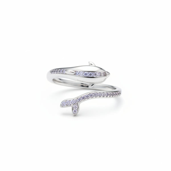 925 sterling silver dolphin Adjustable ring