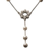 Floral Pearl Drop Y Necklace in 925 Sterling Silver