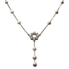Floral Pearl Drop Y Necklace in 925 Sterling Silver