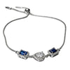 925 Sterling Silver Sapphire Blue & Pear-Cut CZ Bracelet