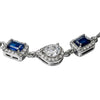 925 Sterling Silver Sapphire Blue & Pear-Cut CZ Bracelet