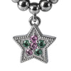 925 Sterling Silver Star Pendant Necklace with Pink & Green Accents