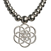 925 Sterling Silver Geometric Floral Pendant Necklace