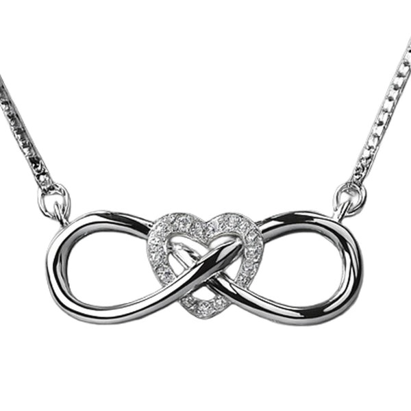 925 Sterling Silver Infinity Heart CZ Pendant Necklace – Symbol of Eternal Love