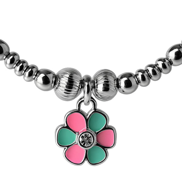 925 Sterling Silver Enamel Flower Pendant Necklace