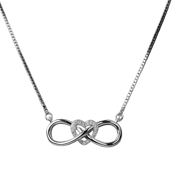 925 Sterling Silver Infinity Heart CZ Pendant Necklace – Symbol of Eternal Love
