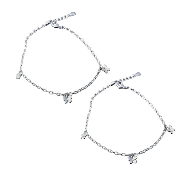 Silver Butterfly Charm Anklet