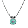 925 Sterling Silver Round Pendant Necklace with Aqua Enamel & Pink Accents