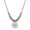 925 Sterling Silver Geometric Floral Pendant Necklace
