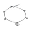 Silver Crown & Heart Charm Anklet