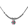 925 Sterling Silver Enamel Flower Pendant Necklace