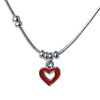 925 Sterling Silver Red Enamel Heart Charm Necklace
