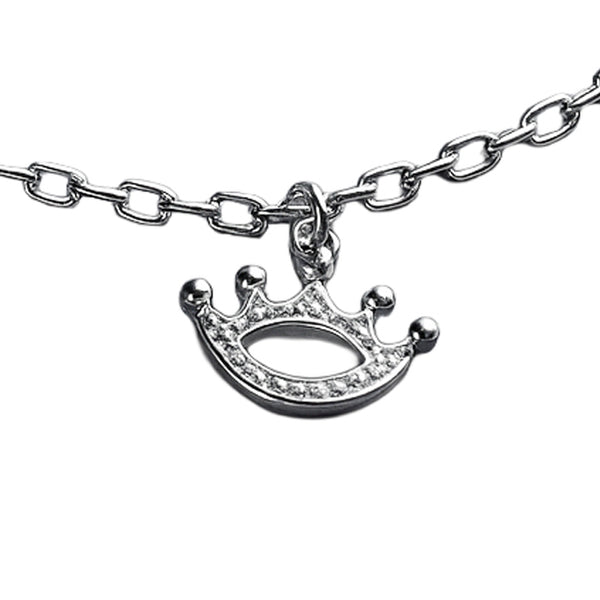 Silver Crown & Heart Charm Anklet