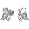 925 Sterling Silver Butterfly Design Stud Earrings with CZ Detailing