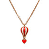 Hot Air Balloon Pendant Necklace in 925 Sterling Silver with Red Enamel & Rose Gold Finish