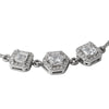 925 Sterling Silver Triple Hexagon Halo CZ Bracelet