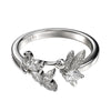 925 Sterling Silver Dragonfly and Floral Ring