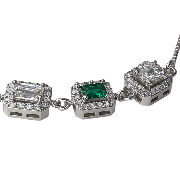 925 Sterling Silver Emerald-Cut CZ Trio Bracelet