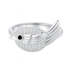 925 Sterling Silver Bird Design Ring for Women – CZ-Studded Adjustable Ring with Black Stone Eye & Wing Detailing