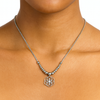 925 Sterling Silver Geometric Floral Pendant Necklace