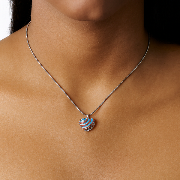 925 Sterling Silver Multicolor Heart Pendant Necklace