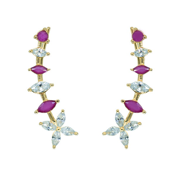 Dual-Tone Leaf Blossom Ear Cuff / Bluetooth Earring – Gold Plated 925 Sterling Silver