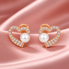 Heart & Pearl Stud Earrings | Pure 925 Silver Rose Gold Finish BIS Hallmarked | Tavshan