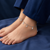 Moon & Owl Charm Pure 925 Silver Anklet