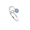 925 Sterling Silver Adjustable Heart & Blue CZ Cluster Ring