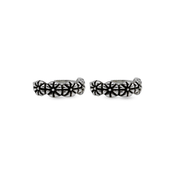 Vintage Floral Band Toe Ring – Oxidized 925 Sterling Silver - Tavshan