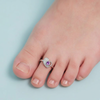 925 Sterling Silver Purple Heart CZ Toe Rings | Adjustable Bichiya Pair | Tavshan
