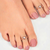 925 Sterling Silver Rose Heart CZ Toe Ring | Rose Gold Open Heart Silver Bichiya Pair | Tavshan